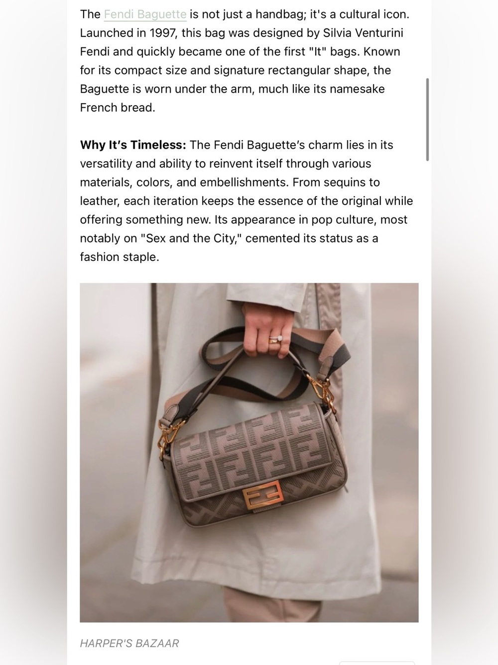 Fendi Baguette Zucca Monogram Canvas Bag M Beige Gold - Picture 16 of 16